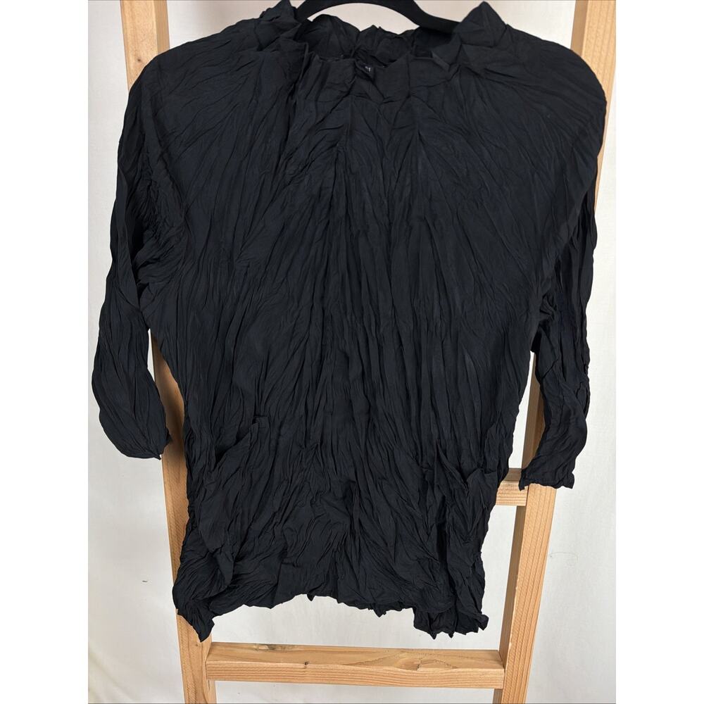 NWT Shana Black Crinkle High Neck Funnel Top #1118 Size XXL